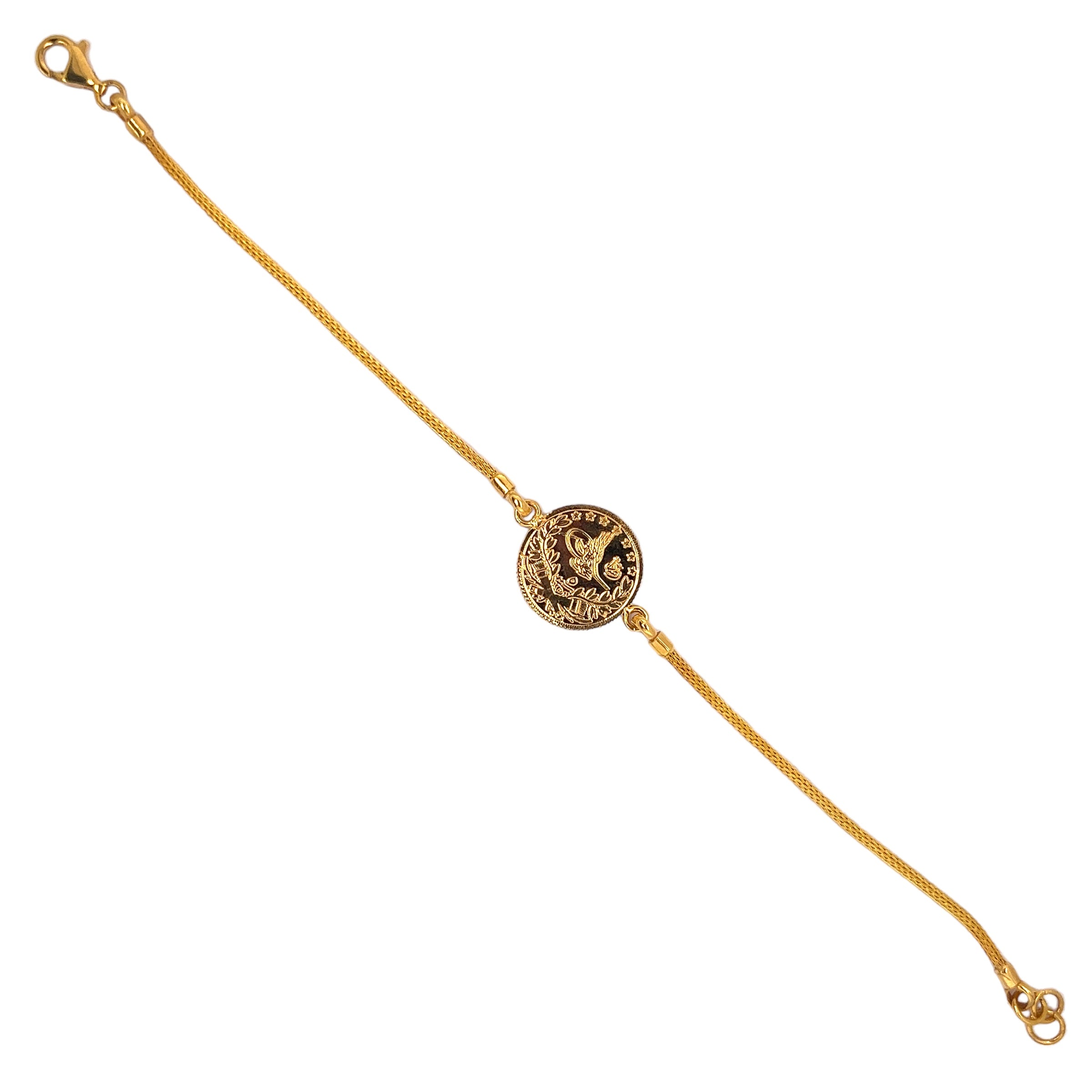 Armband „Zopf“ mit Resat Münze 22 Karat Gelbgold