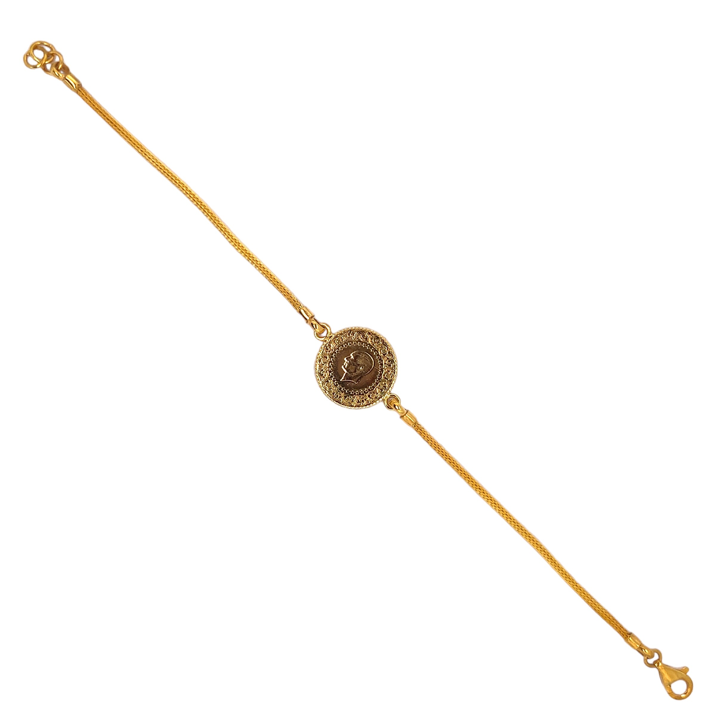Armband „Zopf“ mit Cumhuriyet Münze 22 Karat Gelbgold