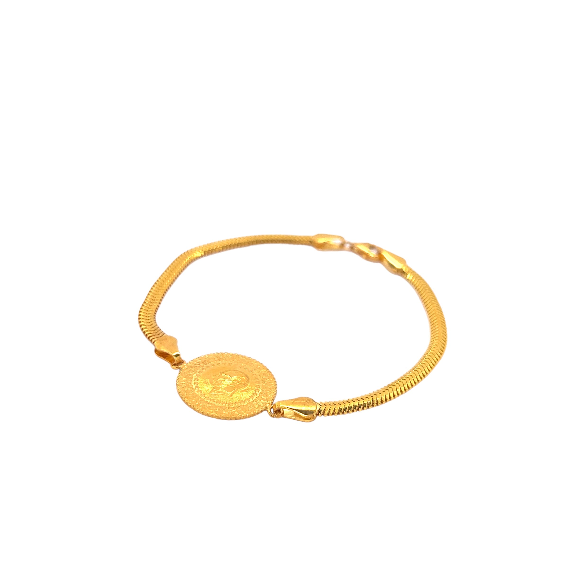 Armband „Fischgräte“ mit Cumhuriyet Münze 22 Karat Gelbgold